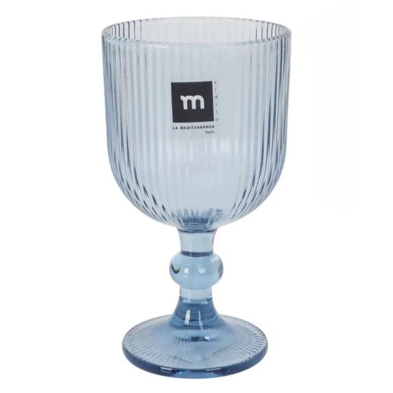 Verre à Pied Sonella Bleu 360cc - Design Ciselé 16,5cm Verre à Pied Sonella Bleu 360cc - Design Ciselé 16,5cm