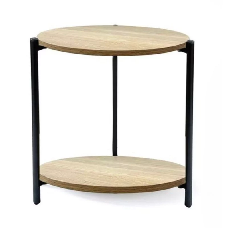 Table Basse Ronde Bois et Métal Noir - Moblekit ø40x42cm Table Basse Ronde Bois et Métal Noir - Moblekit ø40x42cm