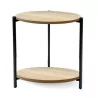 TABLE A CAFE RONDE NOIR/BOIS D40CM H42