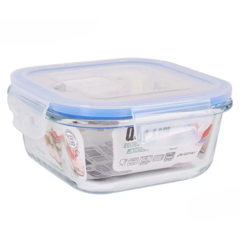 BOITE VERRE HERMET 0,55L CARRE.COUV.HERM