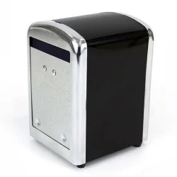 Distributeur de Serviettes Noir et Inox - 13,9 x 10,6 x 9,6 cm
