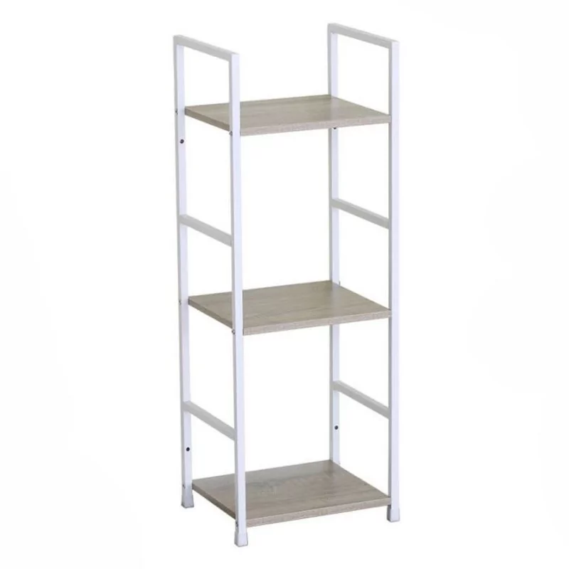 Étagère Design 3 Niveaux Blanc et Bois - 29,1 x 23,5 x 80 cm Étagère Design 3 Niveaux Blanc et Bois - 29,1 x 23,5 x 80 cm