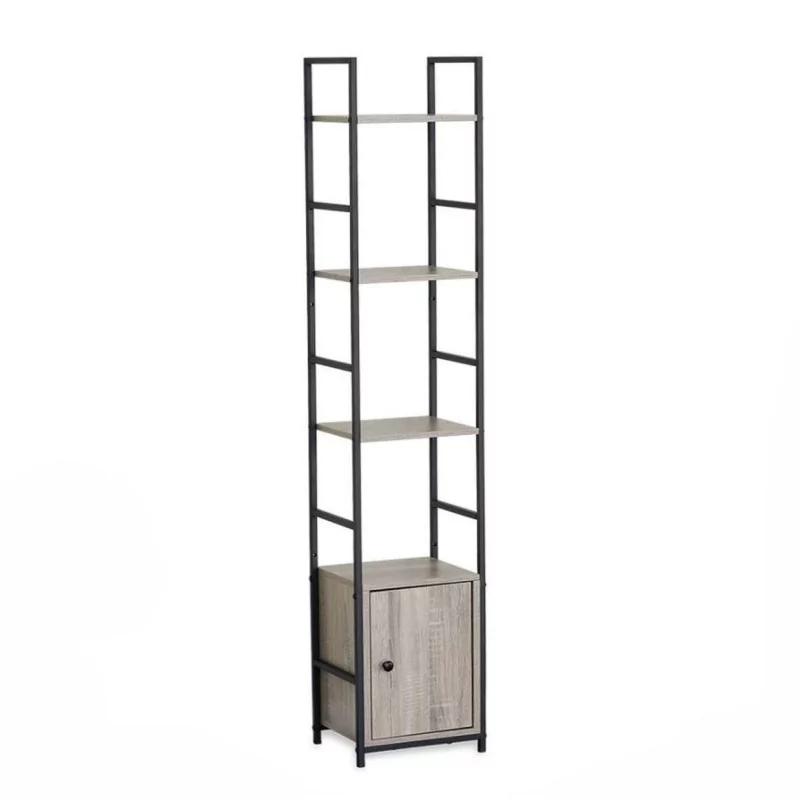 ETAGERE 4 TAB +PORTE NOIR/BOIS 30X24XH14