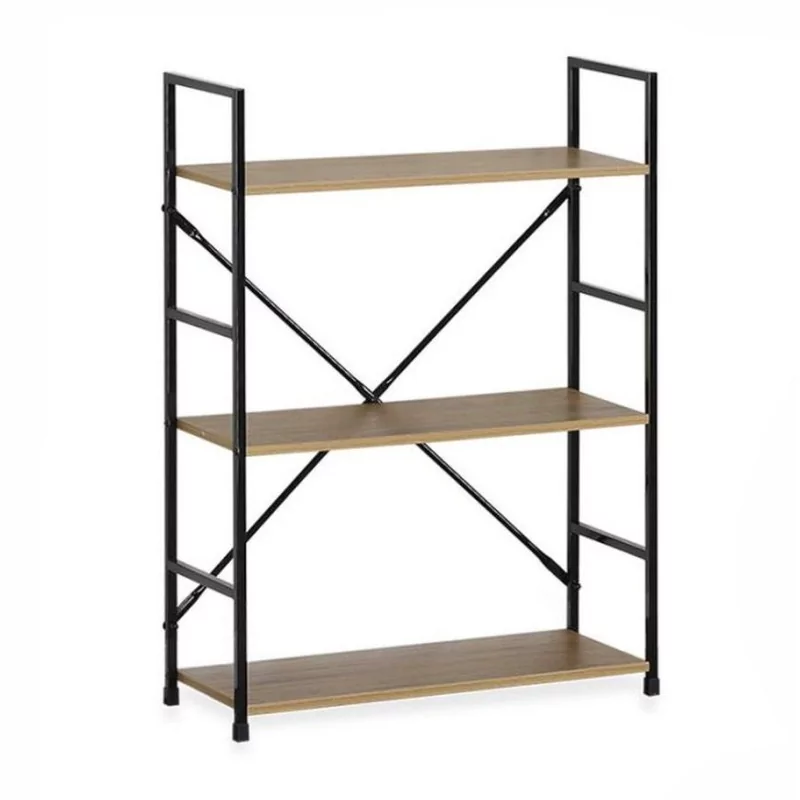 Étagère 3 Niveaux Métal Noir et Bois - 58,6 x 23,5 x 80 cm | Confortime Étagère 3 Niveaux Métal Noir et Bois - 58,6 x 23,5 x 80 cm | Confortime