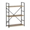 Étagère 3 Niveaux Métal Noir et Bois - 58,6 x 23,5 x 80 cm | Confortime