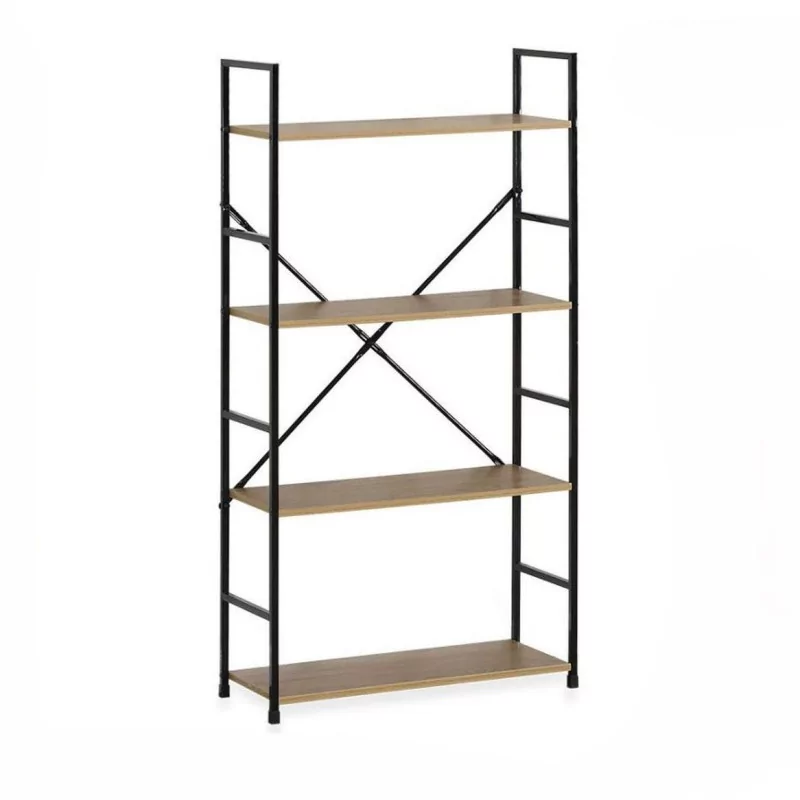 Étagère 4 Niveaux Métal Noir et Bois - 58,6 x 23,5 x 112 cm | Confortime Étagère 4 Niveaux Métal Noir et Bois - 58,6 x 23,5 x 112 cm | Confortime