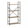 Étagère 4 Niveaux Métal Noir et Bois - 58,6 x 23,5 x 112 cm | Confortime