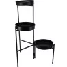 Porte-plante 3 Niveaux Pliable en Métal Noir - Support Fleurs 61,5cm