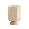 Cache-Pot Côtelé Écru sur Pied en Bois Ø 18 cm