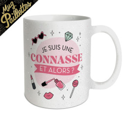 Mug à Paillettes Humoristique "Connasse et alors" | Céramique Blanche