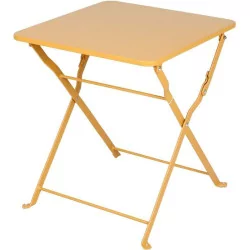 Table de Jardin Pliable Mistral - Métal Jaune Moutarde 40x40 cm