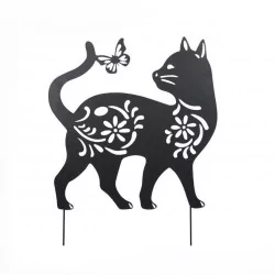 Pic de Jardin Design Chat - Métal Noir - 65 cm