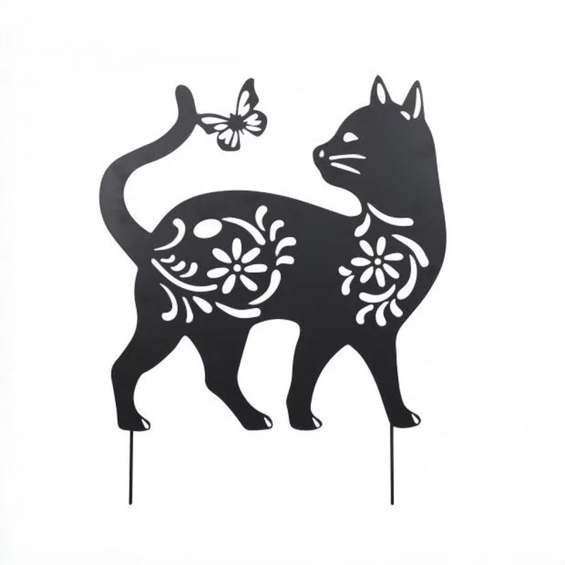 Pic de Jardin Design Chat - Métal Noir - 65 cm Pic de Jardin Design Chat - Métal Noir - 65 cm