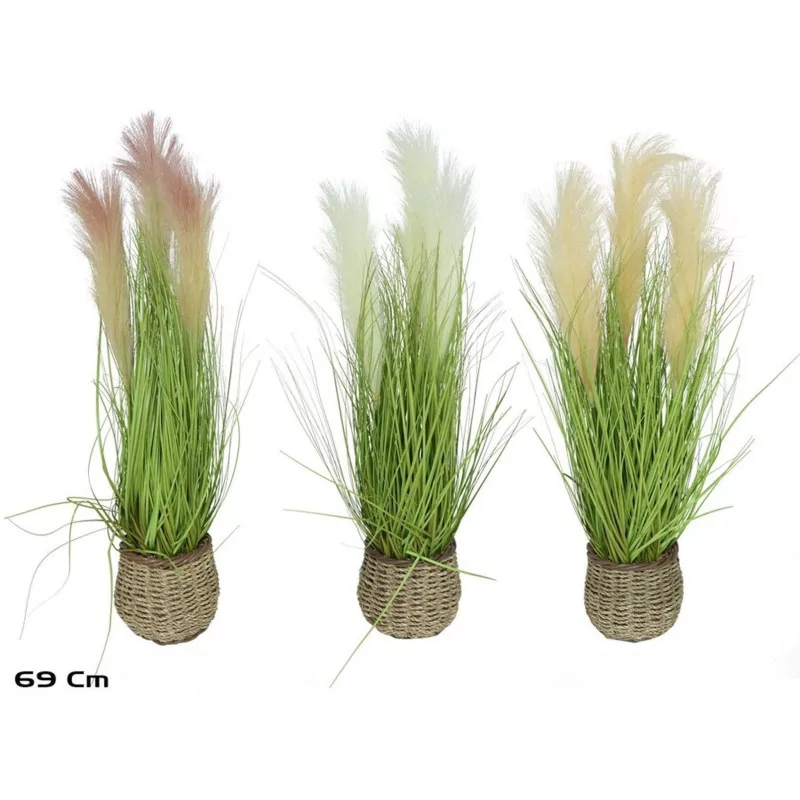 HERBES DE PAMPAS EN PANIER POT H69CM