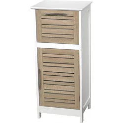 ÉLEMENT BAS STOCKHOLM COULEUR BOIS ET BLANC STRUCTURE MDF 1 PORTE ET 1 ETAGERE, 1 TIROIR H83CM 36.5X30CM