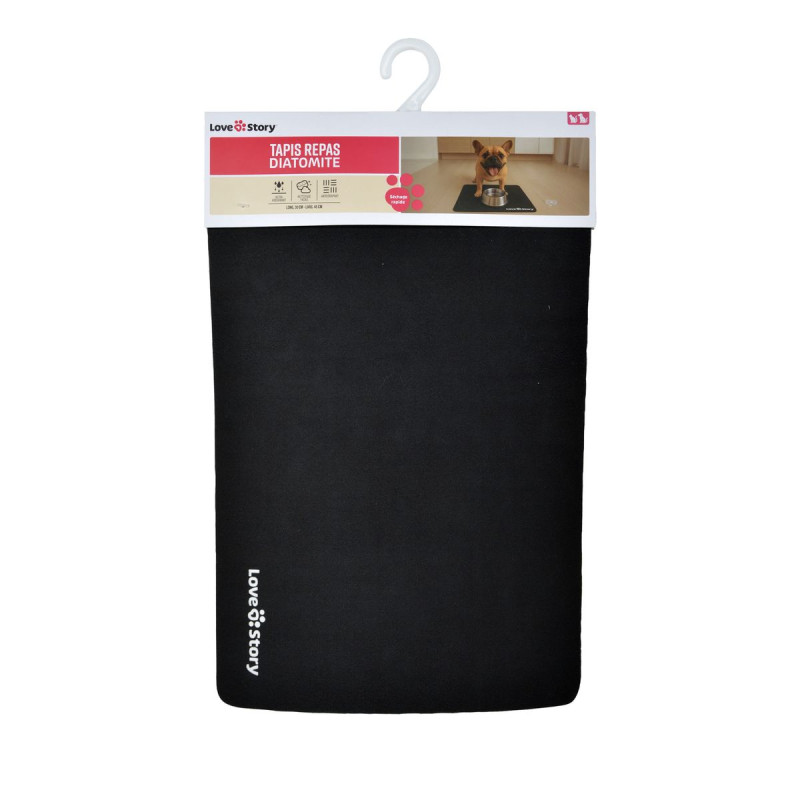 TAPIS REPAS TEXTILE DIATOMITE NOIR 30X45