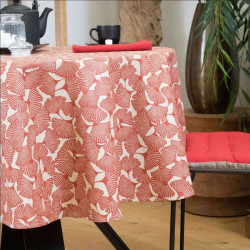 Nappe GINKGO BRIQUE enduite 150cm RONDE