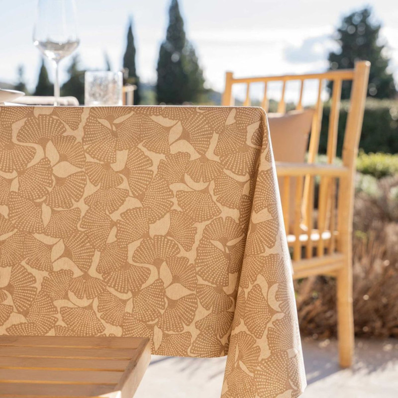 Nappe GINKGO TAUPE enduite 200X150cm