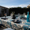 Nappe Ronde Lombok Turquoise 155 cm Enduite