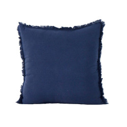 Coussin Romane Marine 45x45 cm en Gaze de Coton Effet Frangé