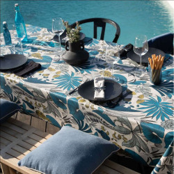 Nappe Rectangulaire Lombok Turquoise 300x150 cm Enduite Antitache