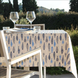 Nappe Rectangulaire Sardine Marine 250x150 cm Enduite Antitache