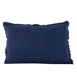 Coussin Romane Marine 50x80 cm en Gaze de Coton Effet Frangé