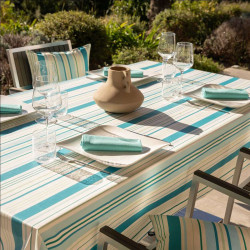 Nappe Rectangulaire Biscarosse Turquoise 150x250 cm Enduite Antitache