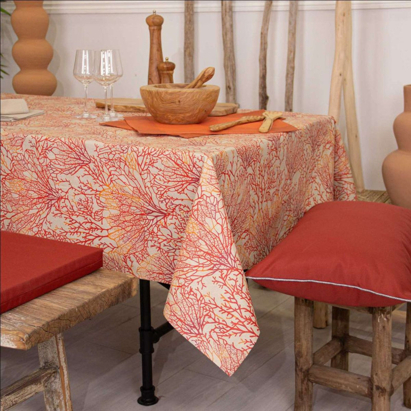 Nappe CORAUX ORANGE enduite 250X150cm
