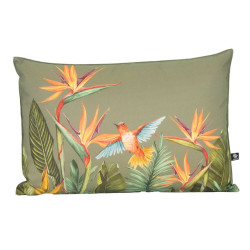 Coussin Extérieur Oiseau de Paradis Oil Green 40x60 cm Déhoussable