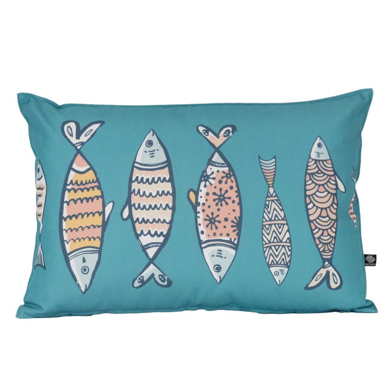 Coussin Extérieur Fish Club Turquoise 40x60 cm Déhoussable Coussin Extérieur Fish Club Turquoise 40x60 cm Déhoussable