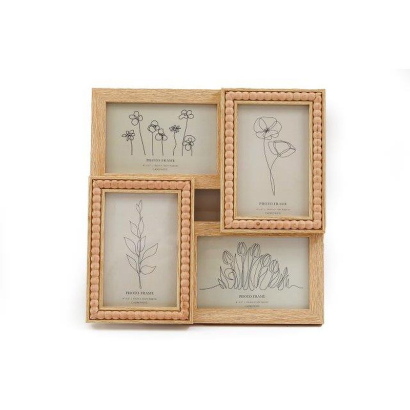 Pêle-Mêle 4 Photos Perles 30x30 cm Cadre Carré Bois MDF Pêle-Mêle 4 Photos Perles 30x30 cm Cadre Carré Bois MDF