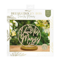 Décoration Bois à Poser Vive les Mariés 32 cm