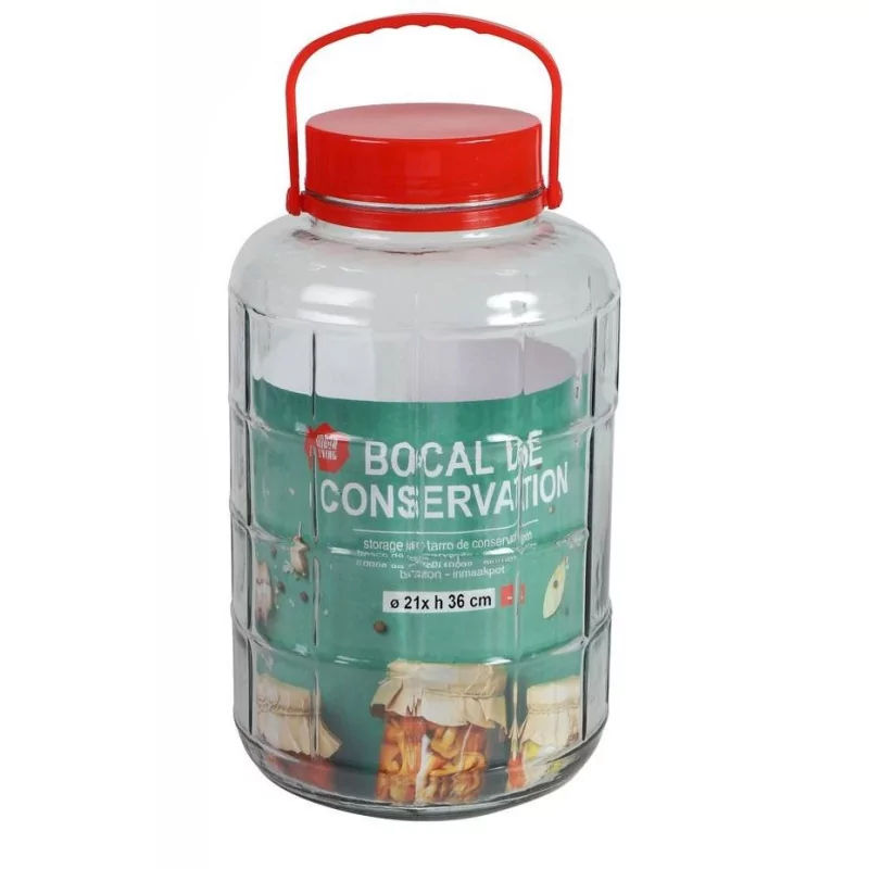 BOCAL 10L + COUV ANSE ROUGE D21XH36CM
