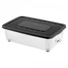 Boîte de Rangement Plastique 25L avec Couvercle Noir 56x37x18 cm