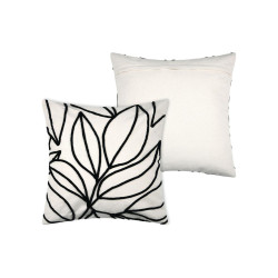 Coussin Carré Oslo Écru 50x50 cm | Broderie Feuillage Relief
