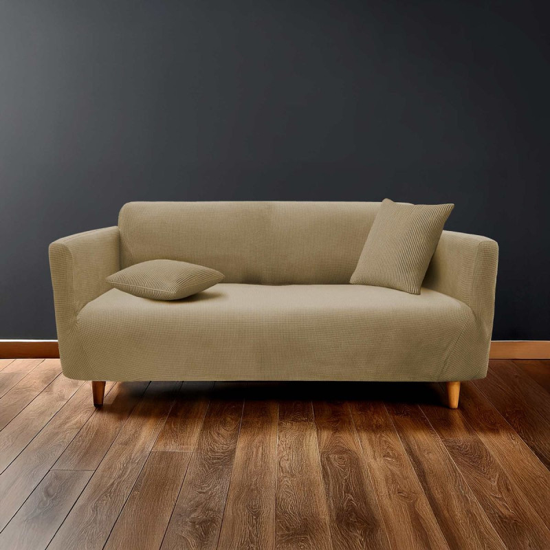 Housse de Canapé Extensible Gaufré Lin Sacha 180 à 230 cm Housse de Canapé Extensible Gaufré Lin Sacha 180 à 230 cm