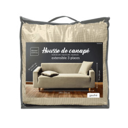 Housse de Canapé Extensible Gaufré Lin Sacha 180 à 230 cm