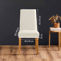 Housse de Chaise Extensible Bouclette Naturel Laina 40-50 cm