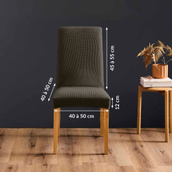 Housse de Chaise Extensible Gaufré Anthracite Sacha 40-50 cm
