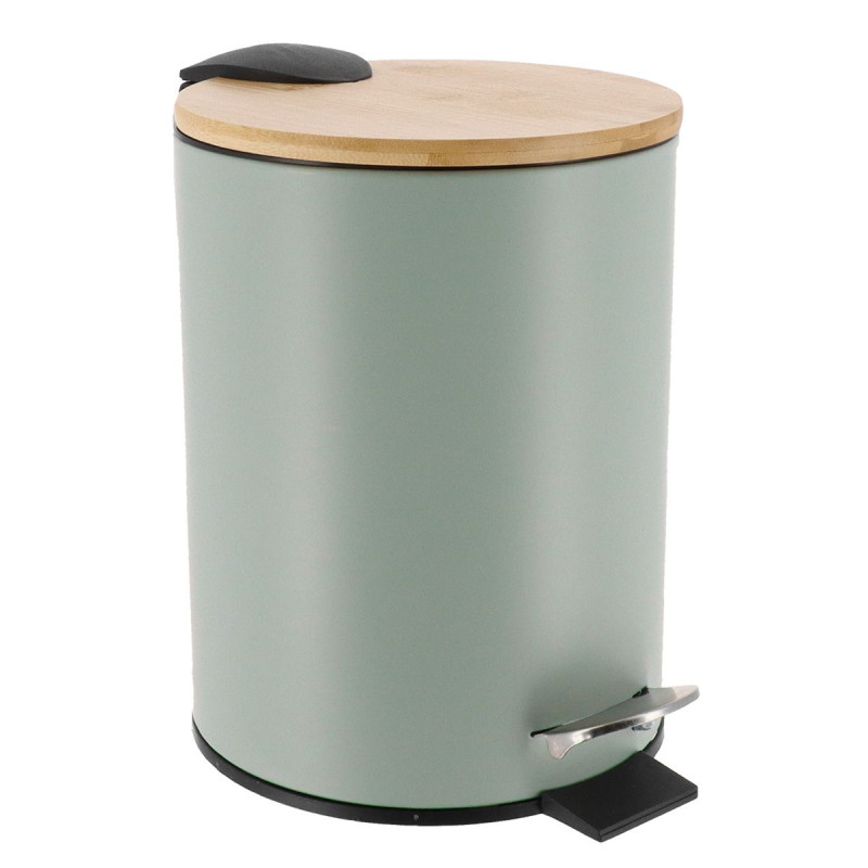 Poubelle Pédale 3L Vert Eucalyptus et Bambou | Frein de Chute Poubelle Pédale 3L Vert Eucalyptus et Bambou | Frein de Chute