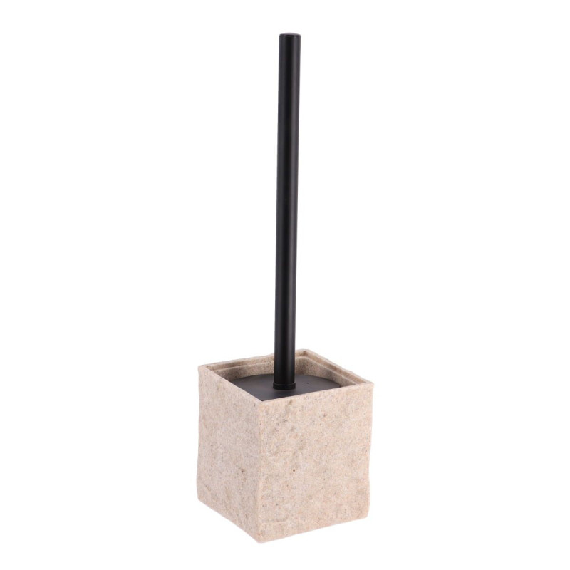 BROSSE WC EFFET PIERRE TIGE NOIR MAT POL