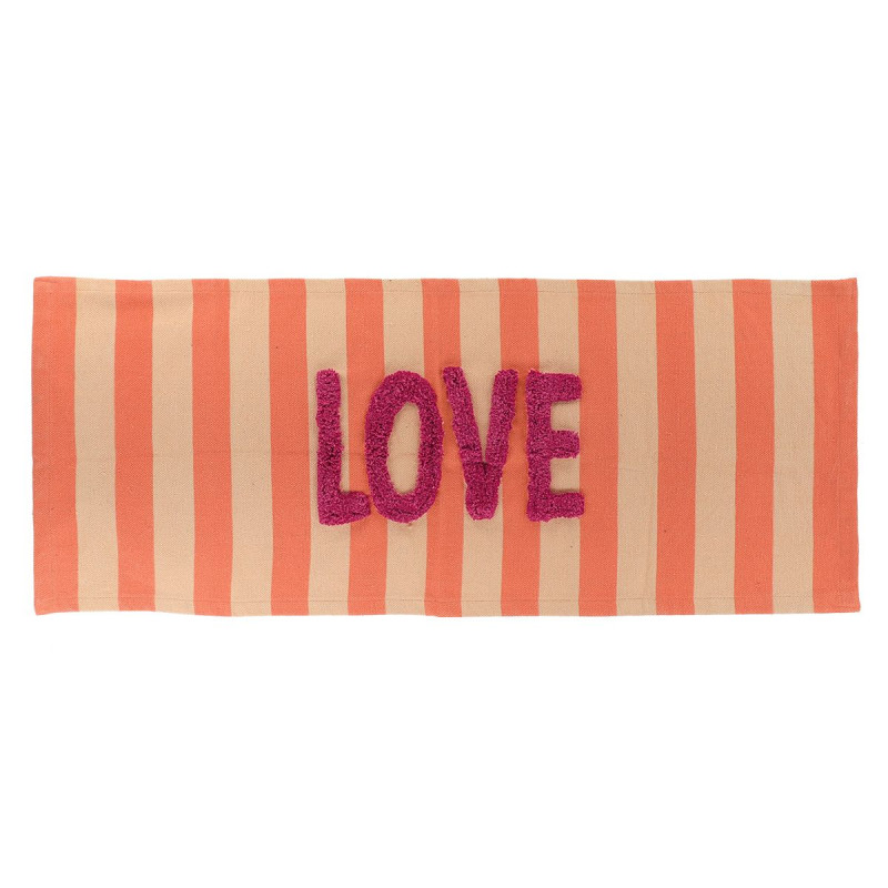 TAPIS TUFTEE LOVE 45X120CM ORANGE/BEIGE