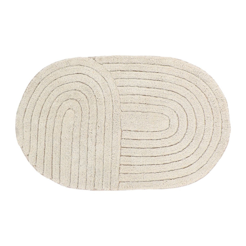 Tapis de Bain Ovale Coton Tufté 50x80 cm Grège | Doux & Absorbant Tapis de Bain Ovale Coton Tufté 50x80 cm Grège | Doux & Absorbant