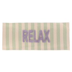 Tapis de Bain Inscription RELAX Coton 45x120 cm Vert/Beige | Doux