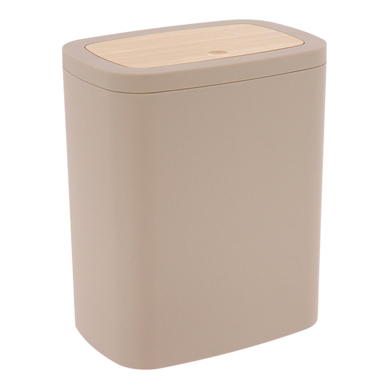 Poubelle Salle de Bain Beige Effet Bambou 5L