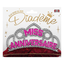 DIADEME MISS JOYEUX ANNIVERSAIRE FUCHSIA