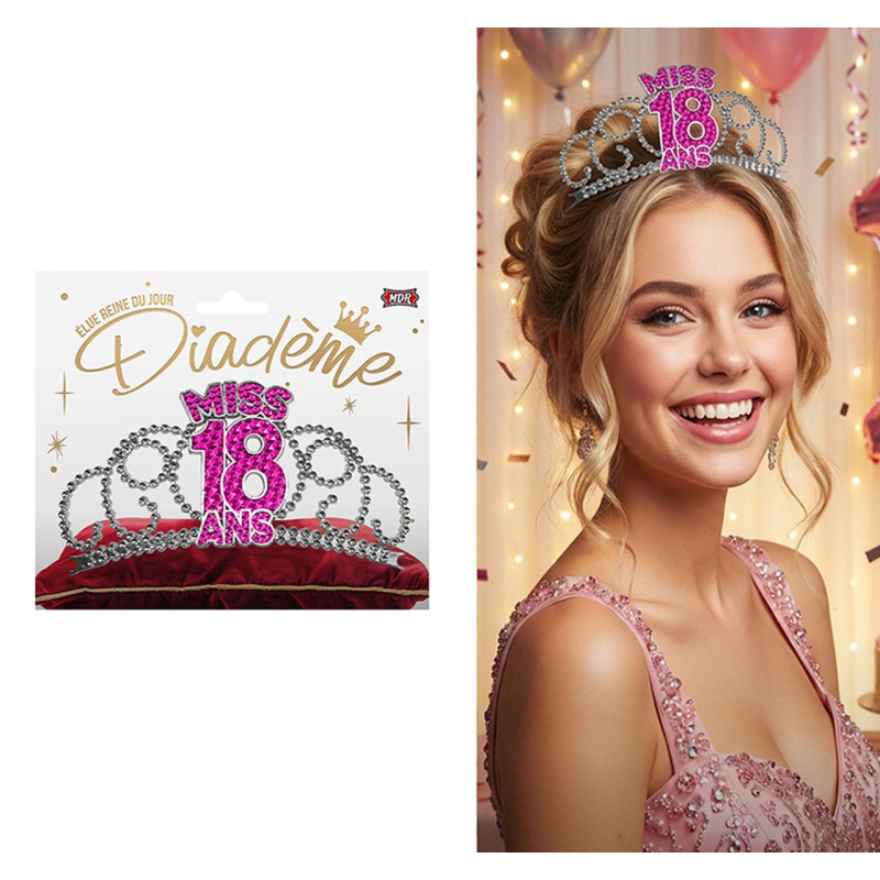 DIADEME MISS 18 ANS FUCHSIA