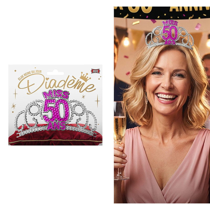 DIADEME MISS 50 ANS FUCHSIA