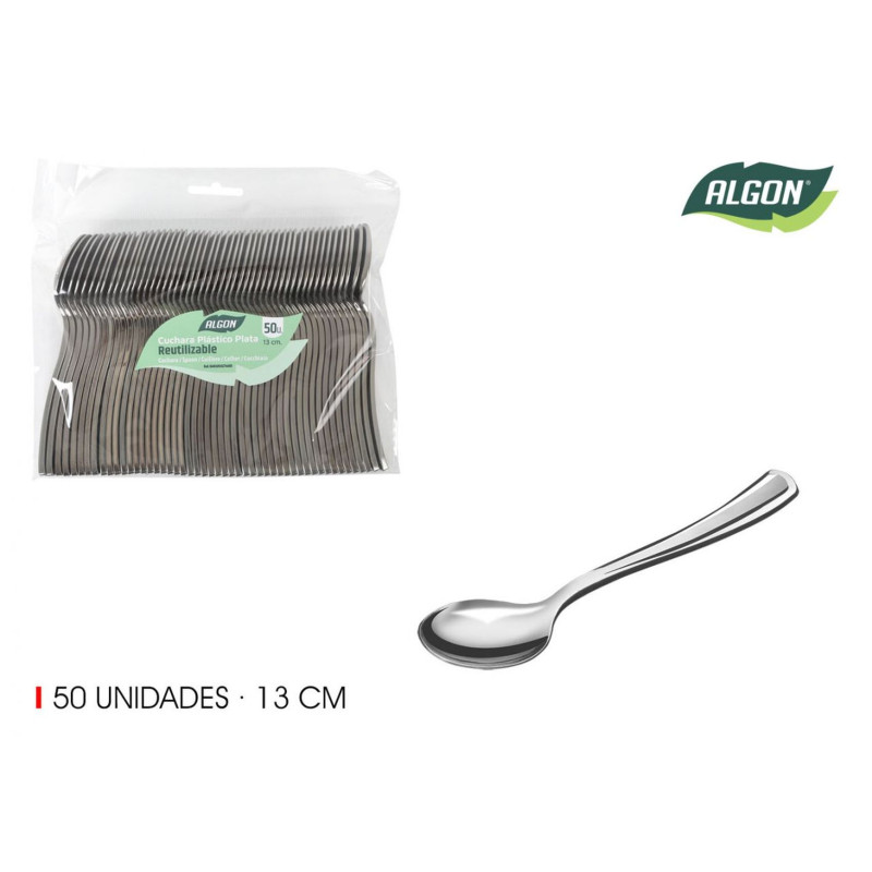 PETITES CUILLERES X50 13cm ARGENT PLASTI